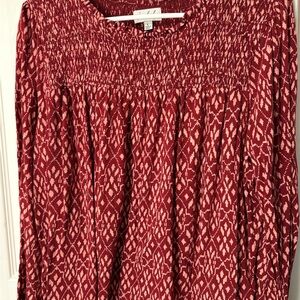Wonderly Red and Cream Smocked Yoke Dress
